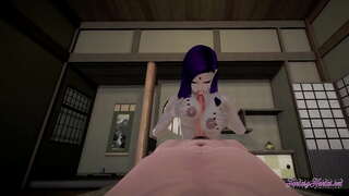 Hentai Teen Titans, Ponto De Vista do Corvo boquete, boobjob e fodido